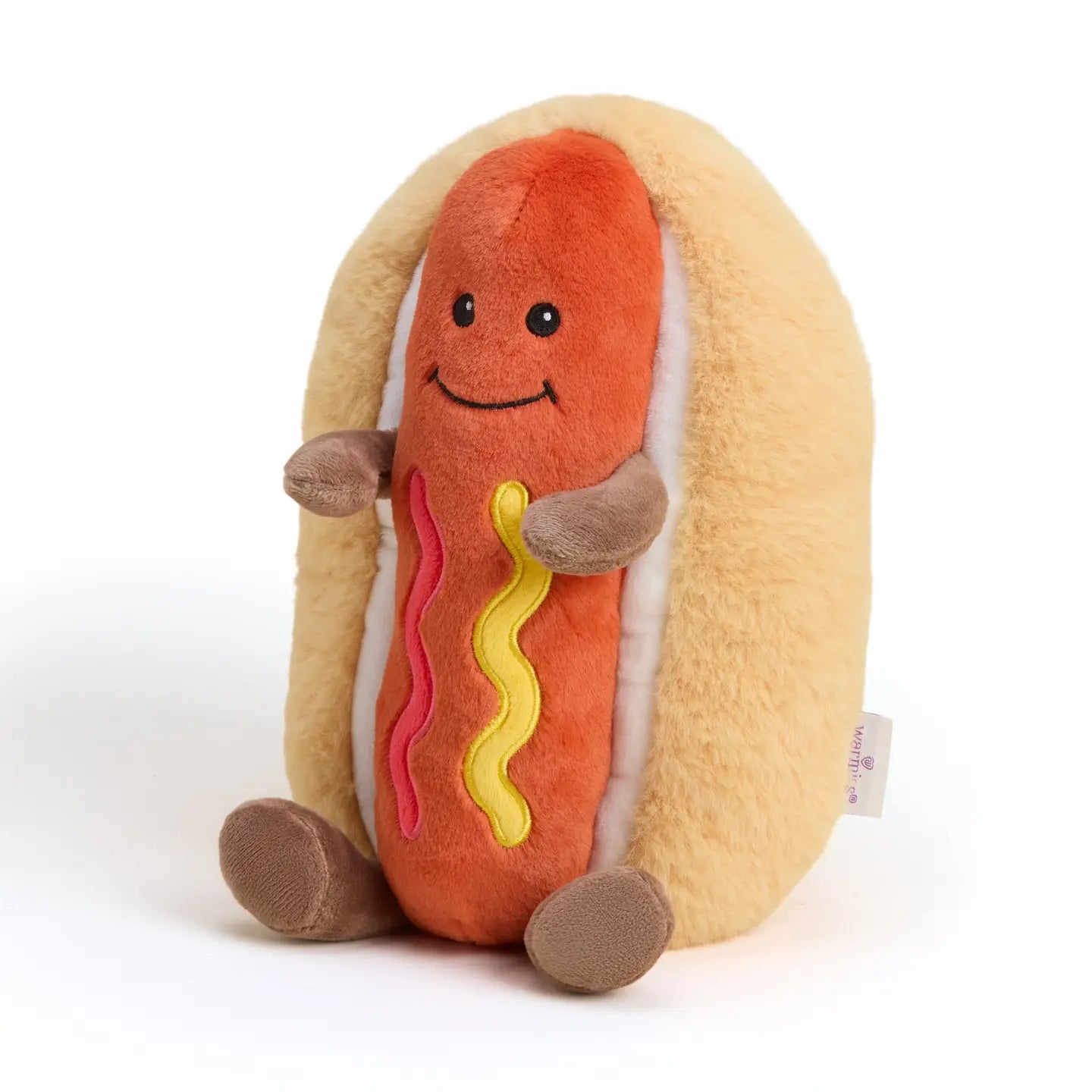 Warmies Hot Dog 13-inch microwavable weighted plush with ketchup and mustard details