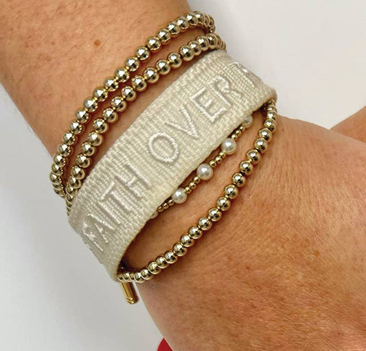 Faith Over Fear Adjustable Woven Bracelet