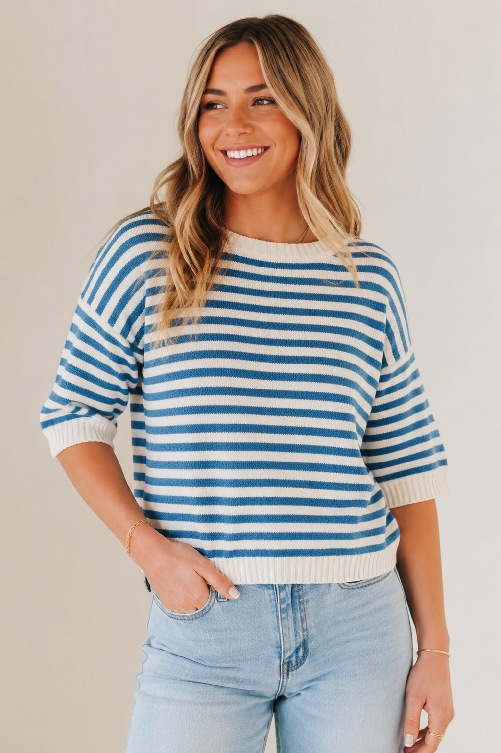 The Priscilla Button Back Stripe Sweater