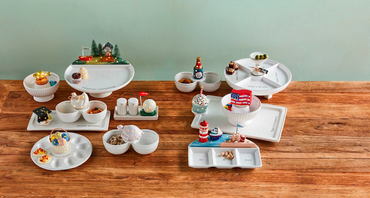 Mud Pie Hand-Painted Ceramic LED Light-Up Sitters