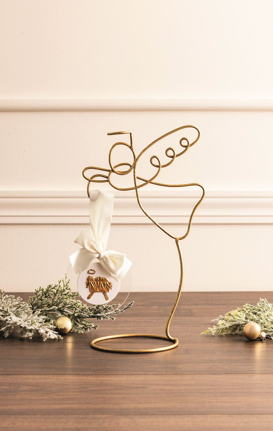 Mud Pie gold metal angel Christmas ornament display stand
