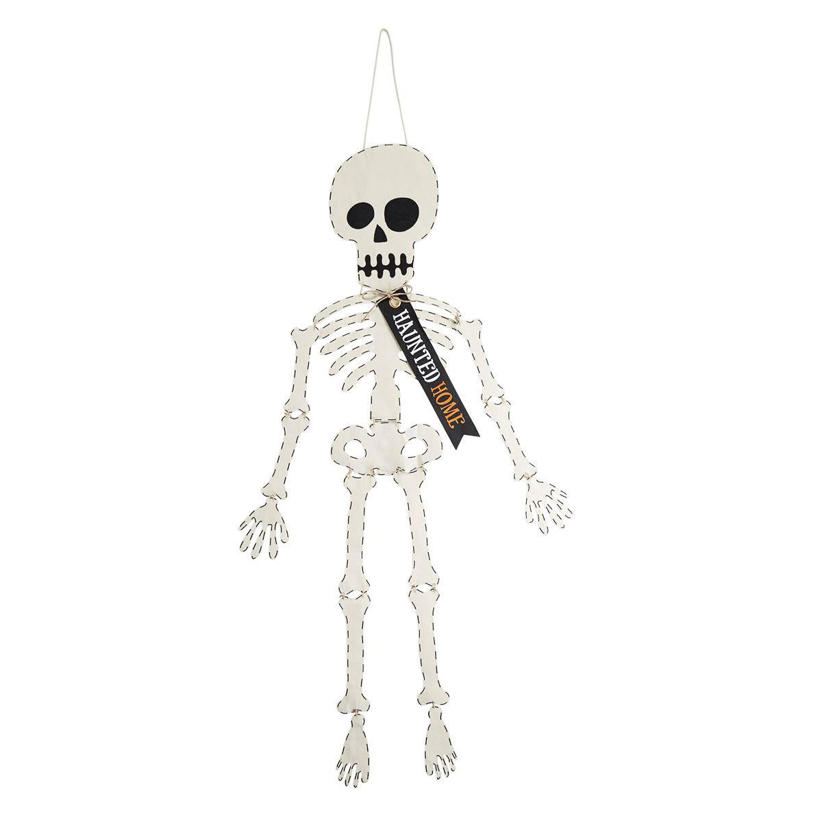 Mud Pie large skeleton door hanger with Haunted Home sash