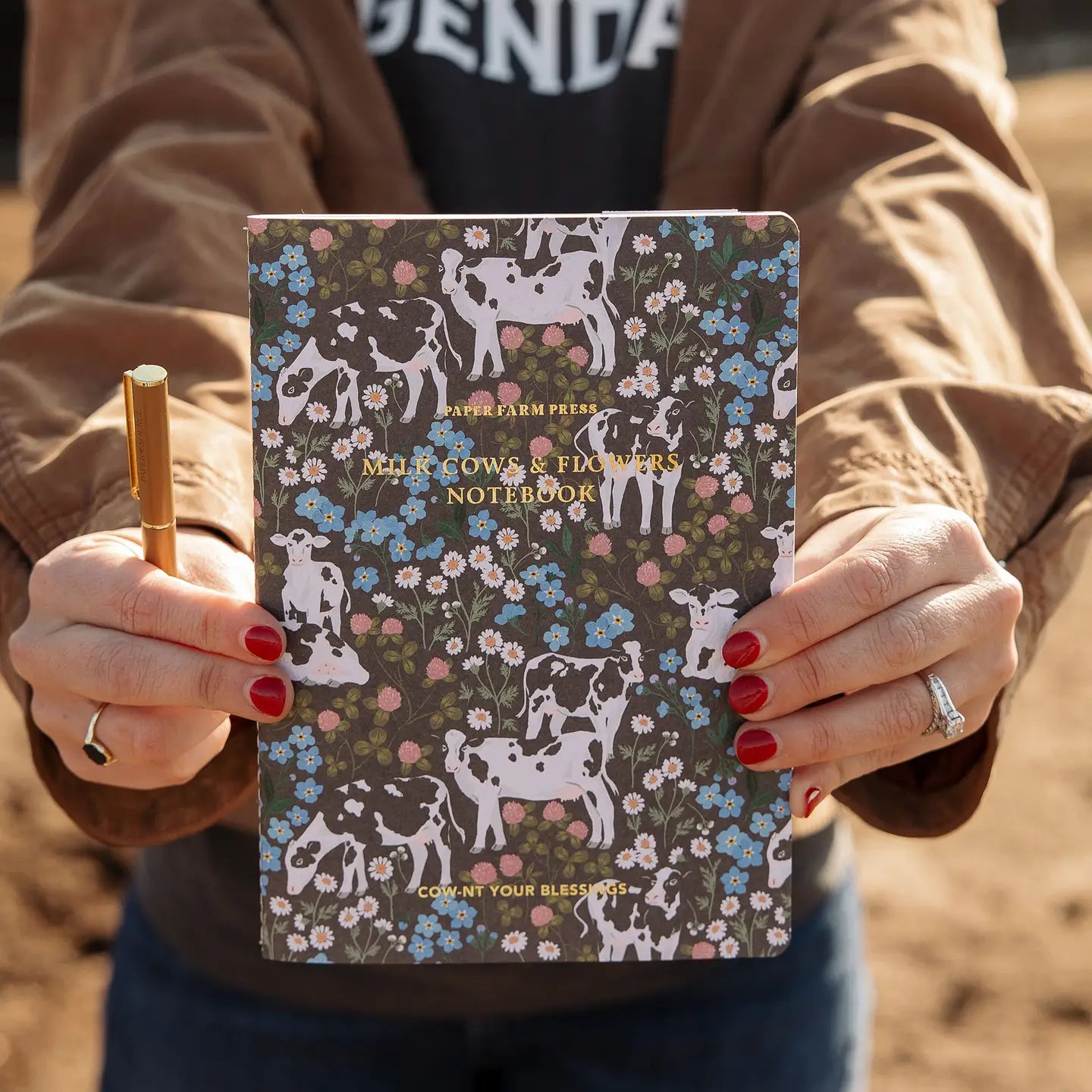 Milk Cows & Flowers Stitched Notebook