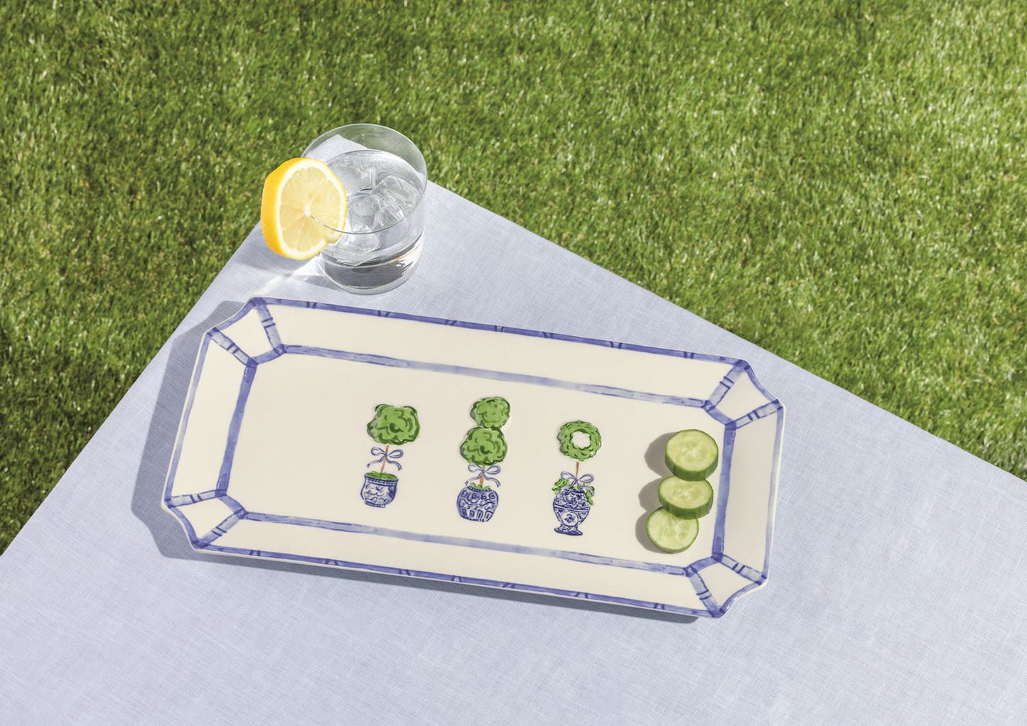 Blue Topiary Serving Tray