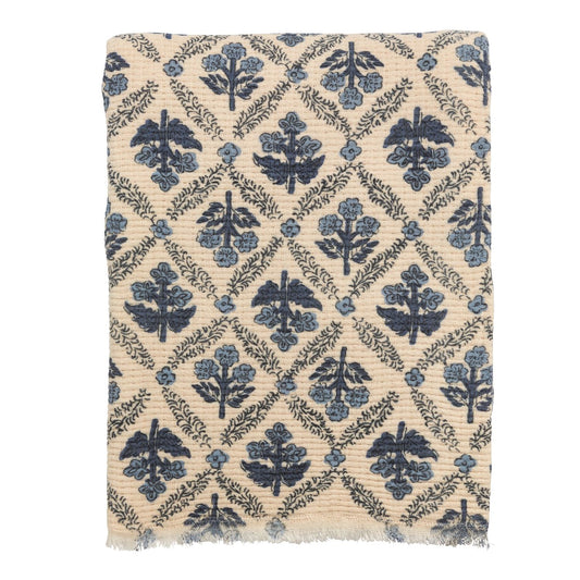 Blue Garden Floral Throw