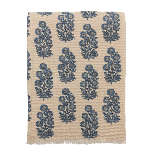 Blue Garden Floral Throw