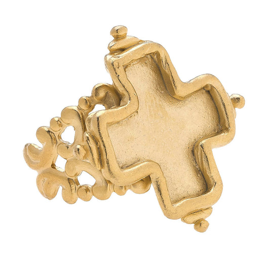 Susan Shaw Cross Ring | Handcast Gold Statement Ring