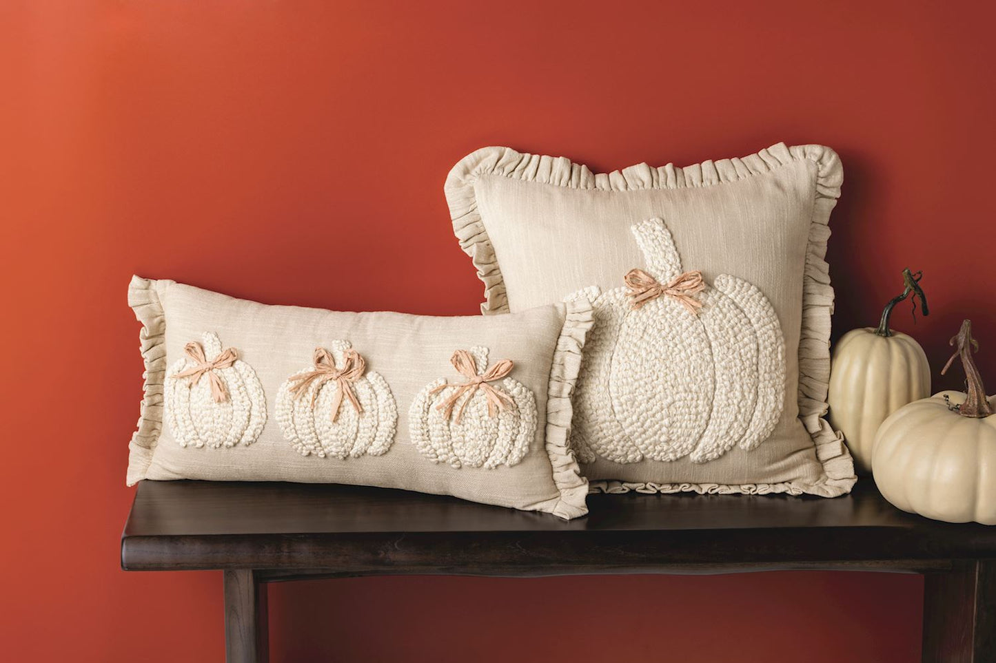 Square White Pumpkin Pillow
