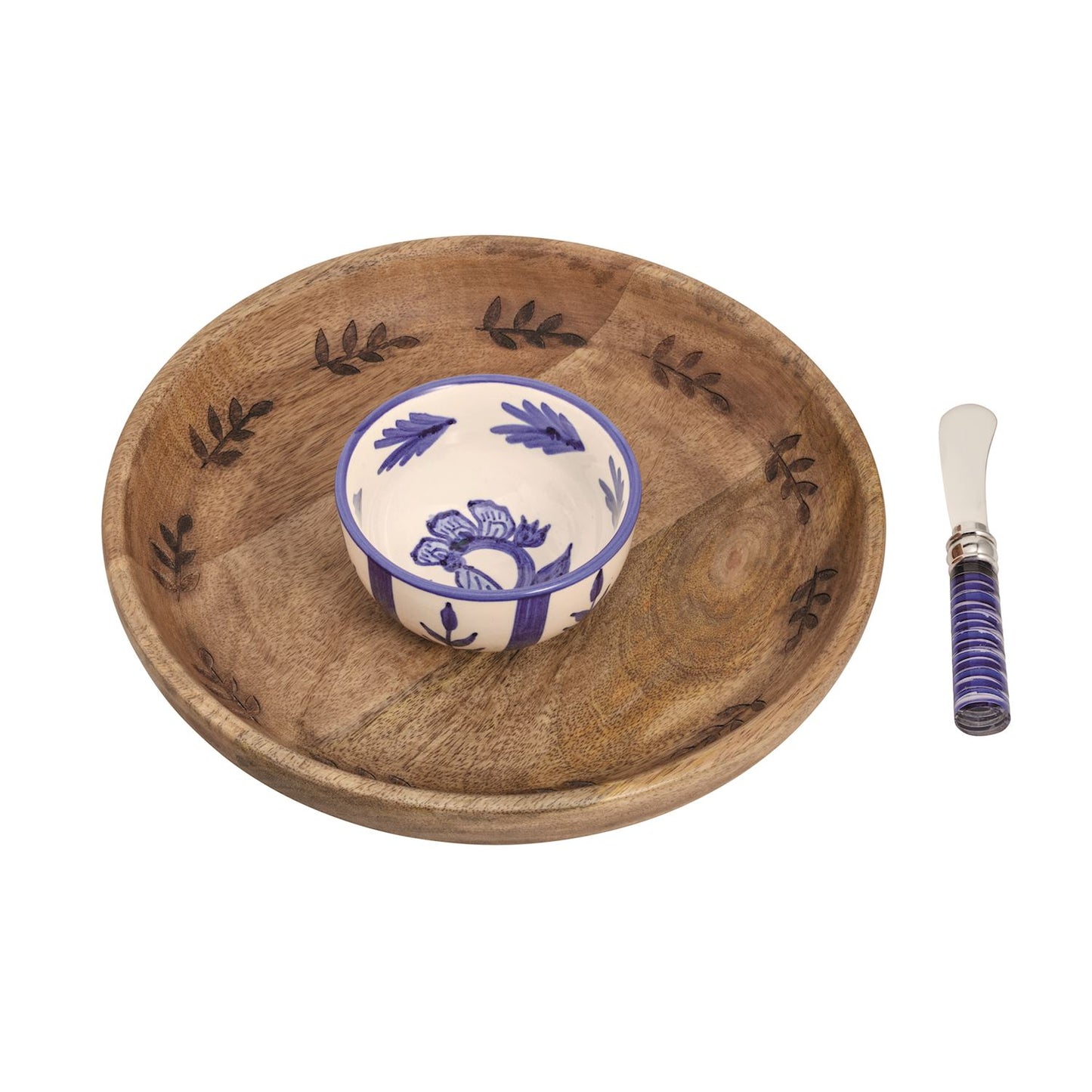 Blue Garden Chip & Dip Serving Set