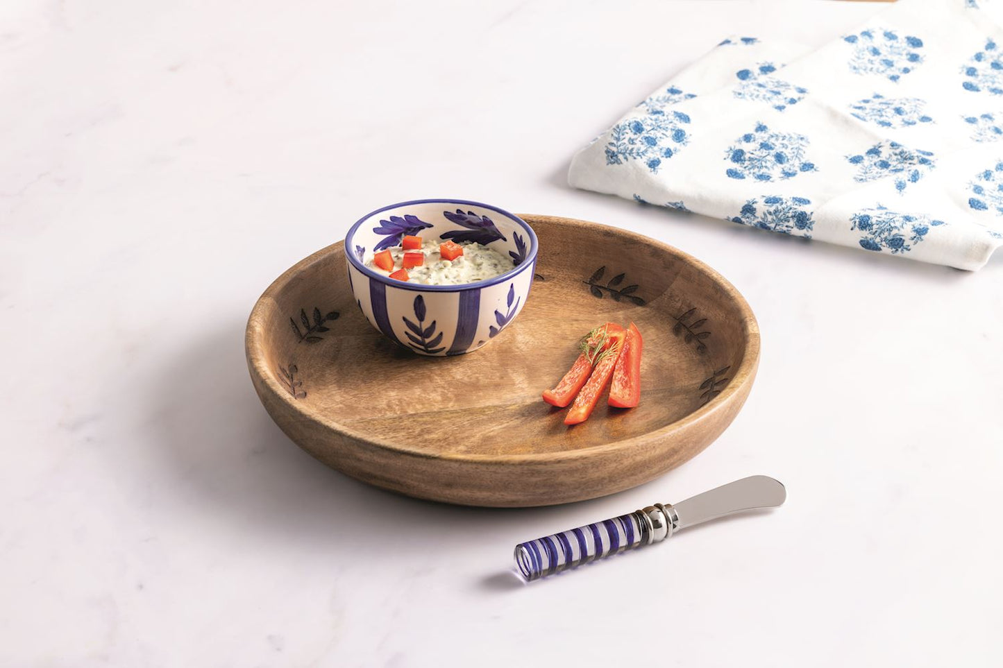 Blue Garden Chip & Dip Serving Set