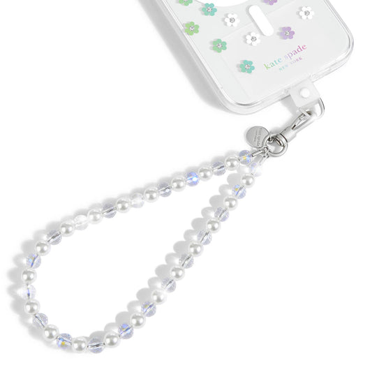 Kate Spade New York Rock Candy beaded phone charm with pearl and iridescent beads