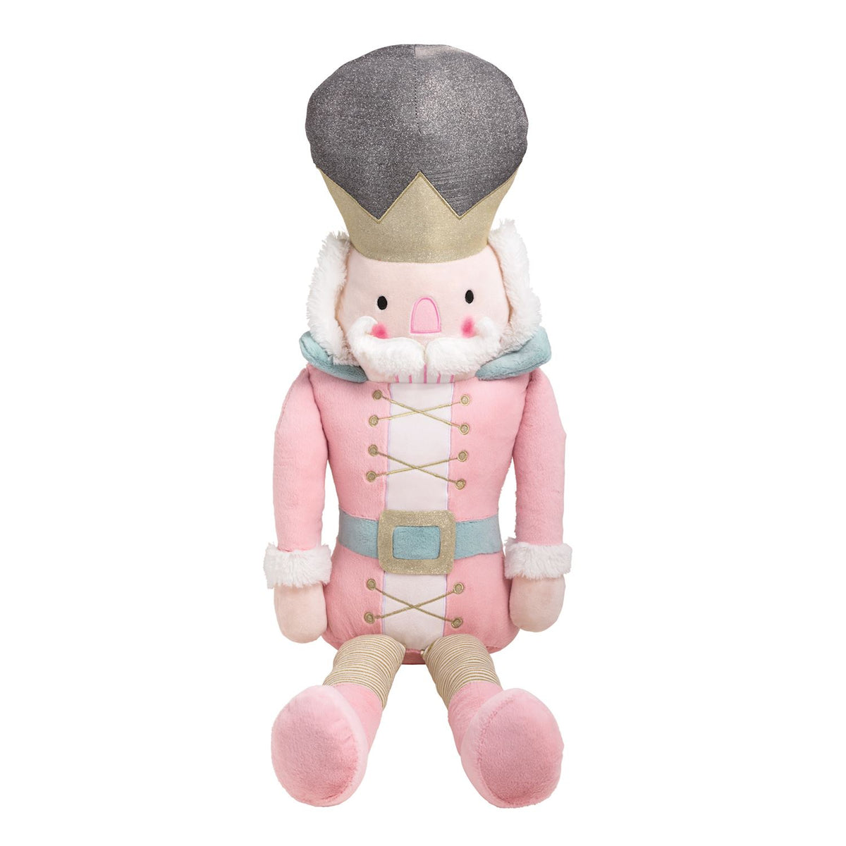 Mud Pie 36 inch pink Christmas nutcracker large plush holiday decoration
