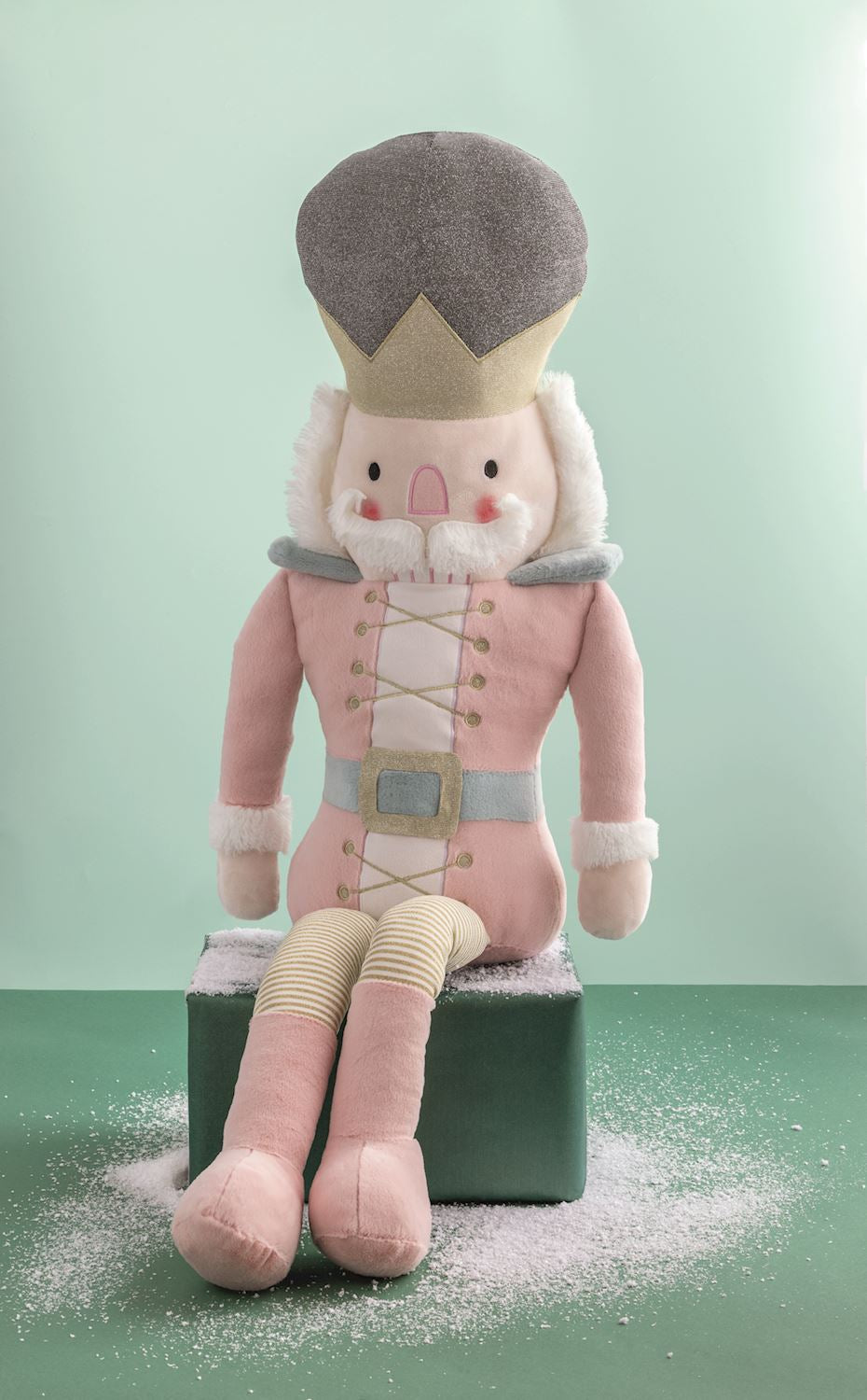 Mud Pie 36 inch pink Christmas nutcracker large plush holiday decoration
