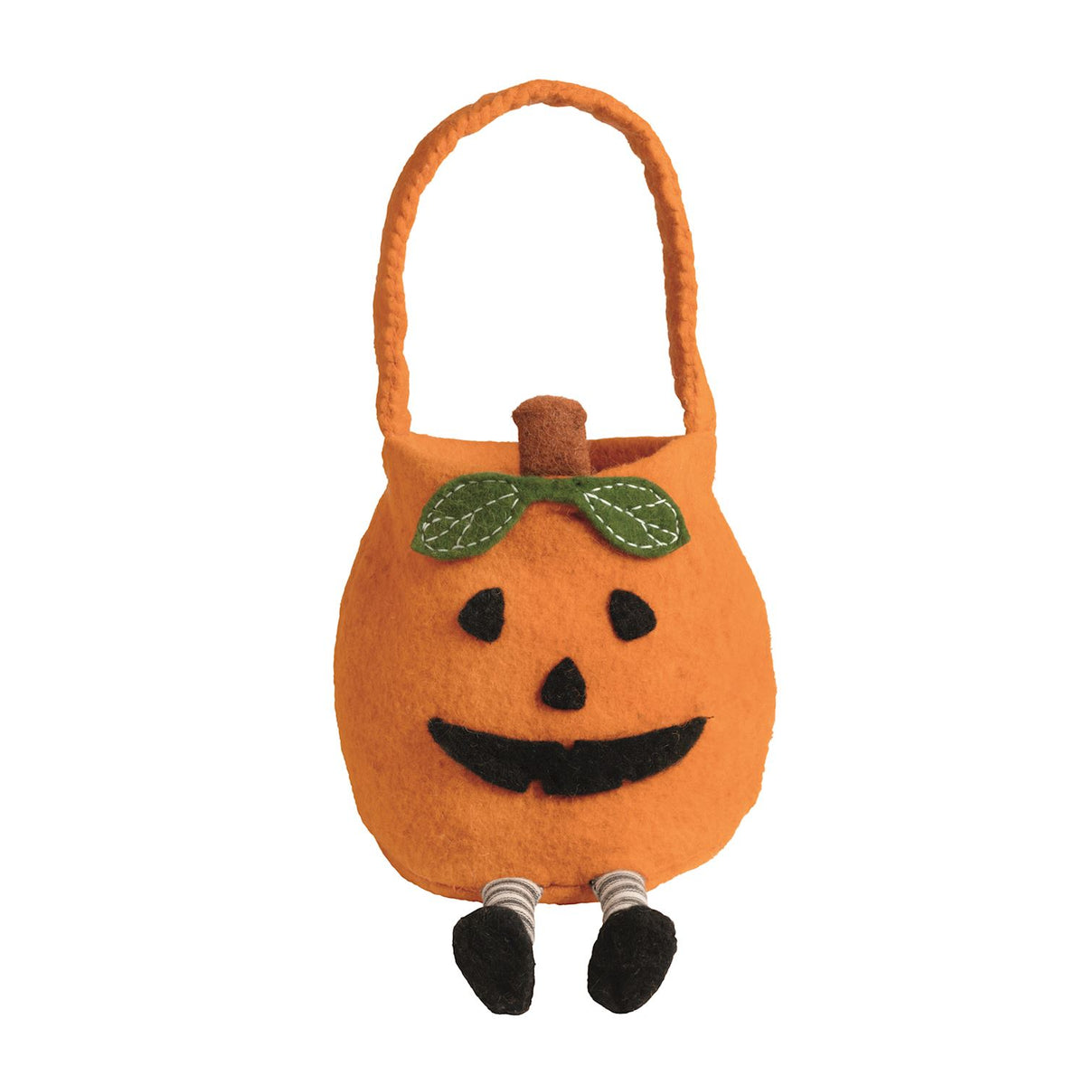 Mud Pie Pumpkin Dangle Leg Halloween Treat Bucket and candy basket
