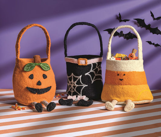 Mud Pie Halloween Dangle Leg Treat Bucket | Witch, Pumpkin & Candy Corn