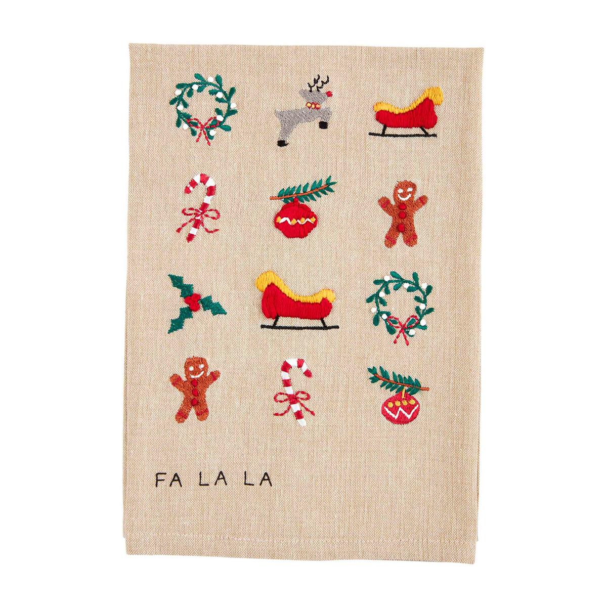 Christmas French Knot Tea Towel