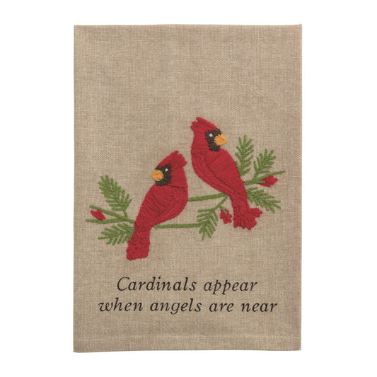 Cardinal Embroidered Tea Towel