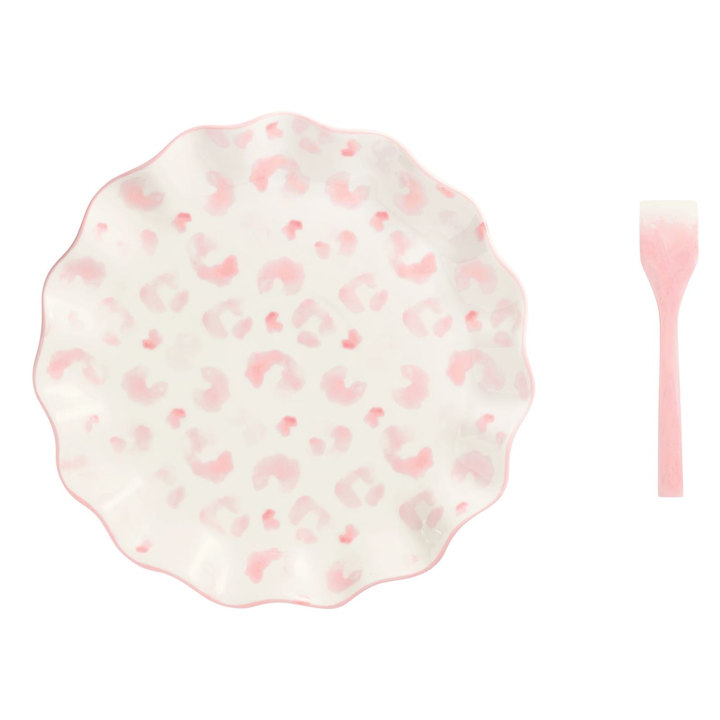 Blush Leopard Ruffle Cookie Plate Set