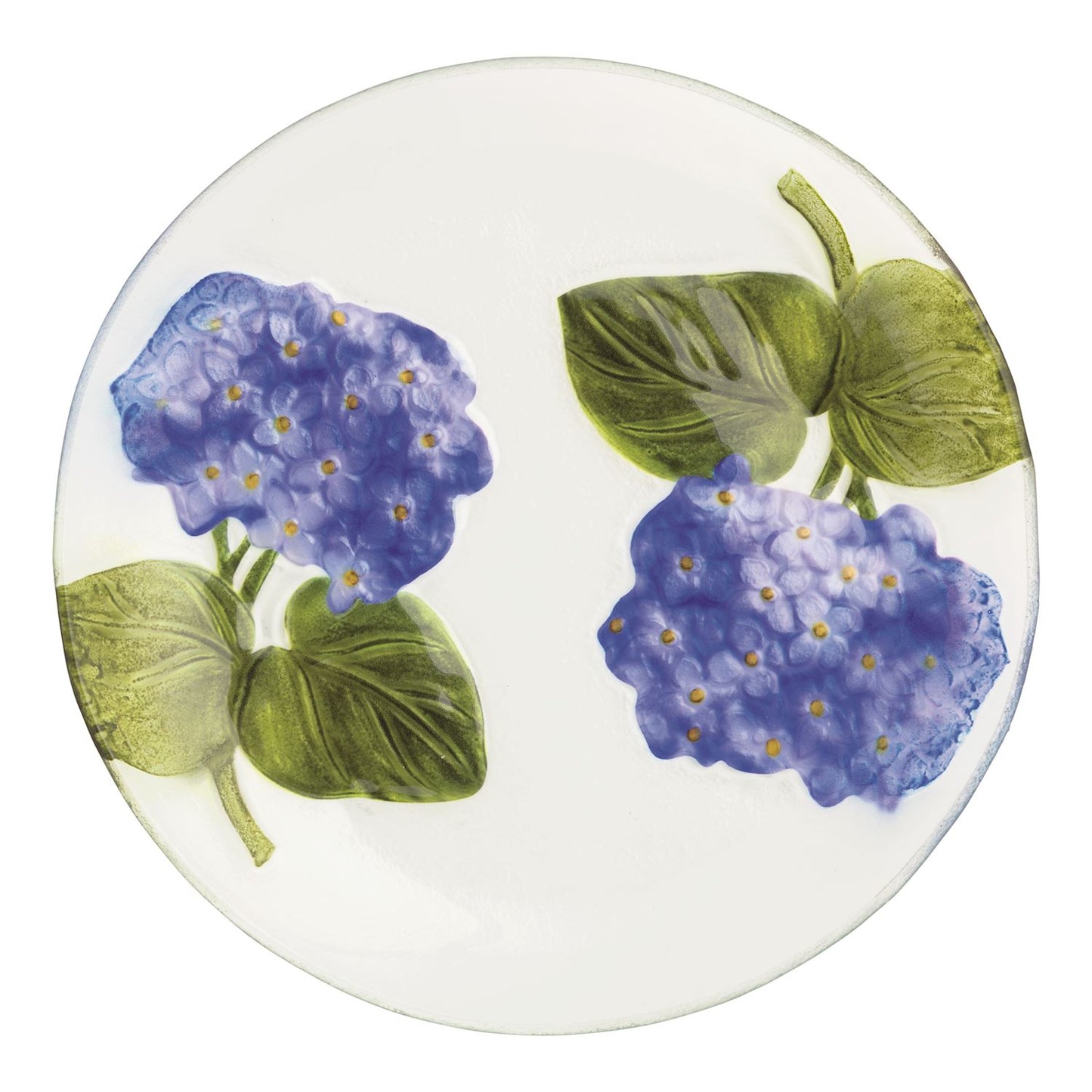 Hand-Painted Hydrangea Glass Plate