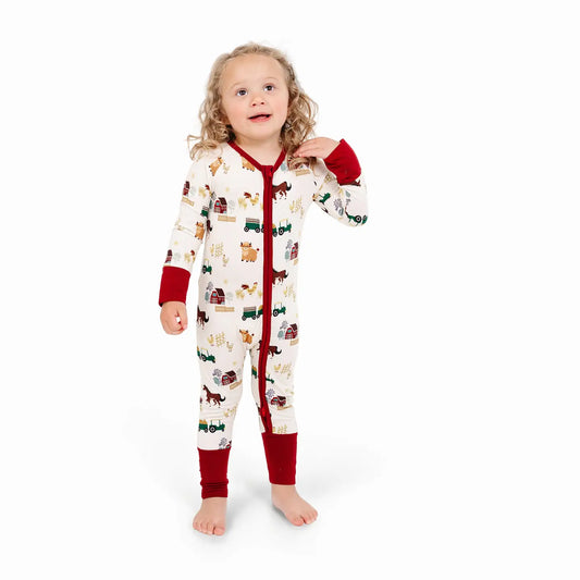 3-6 m On the Farm Bamboo Convertible Baby Pajama