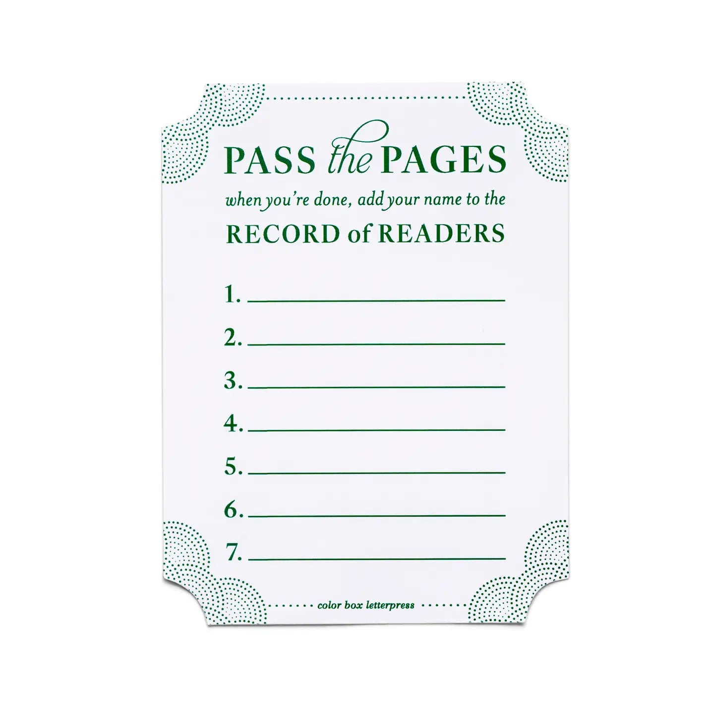 Pass the Pages Book Plate