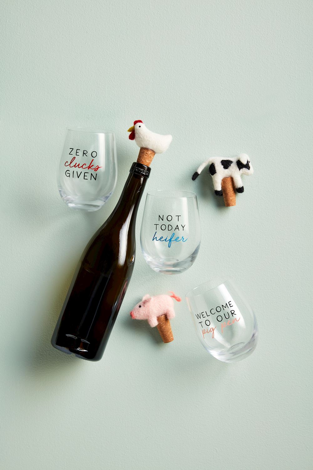 Farm Wine Glass Topper Set