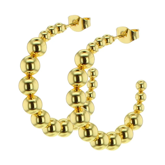 The Stark Waterproof Beaded Gold Hoop Earrings