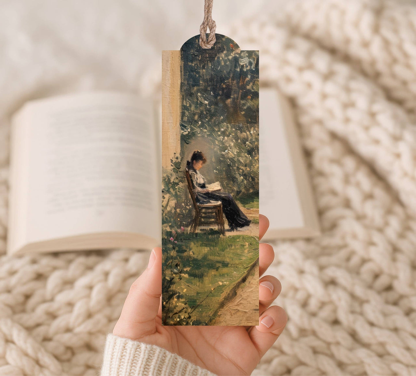 Woman Reading Wood Bookmark