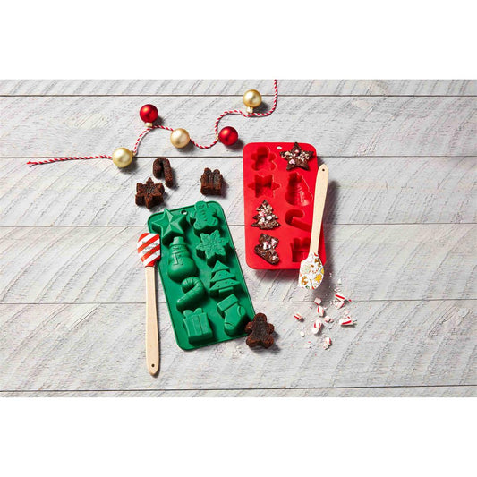 Green Christmas Baking Mold & Spatula Set