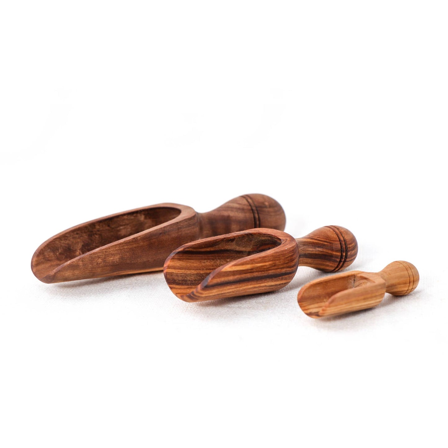 Olive Wood Scoop – Handmade Rustic Measuring Spoons: 12 cm (4.7")