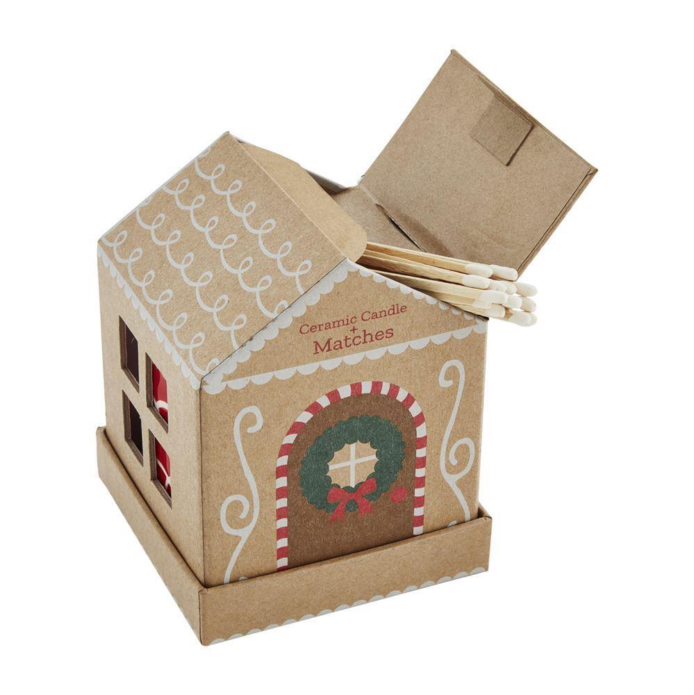 Gingerbread House Candle & Match Set
