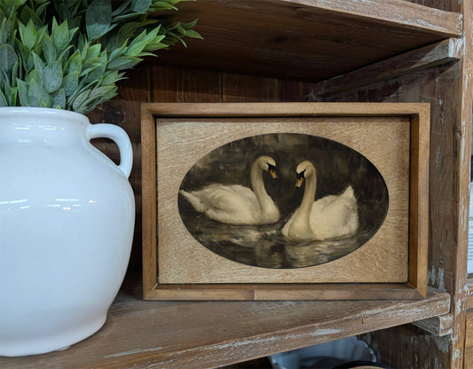 Midnight Swans Framed Canvas Art