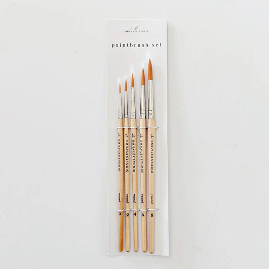 Emily Lex Studio watercolor paintbrush set of five wooden brushes in packaging