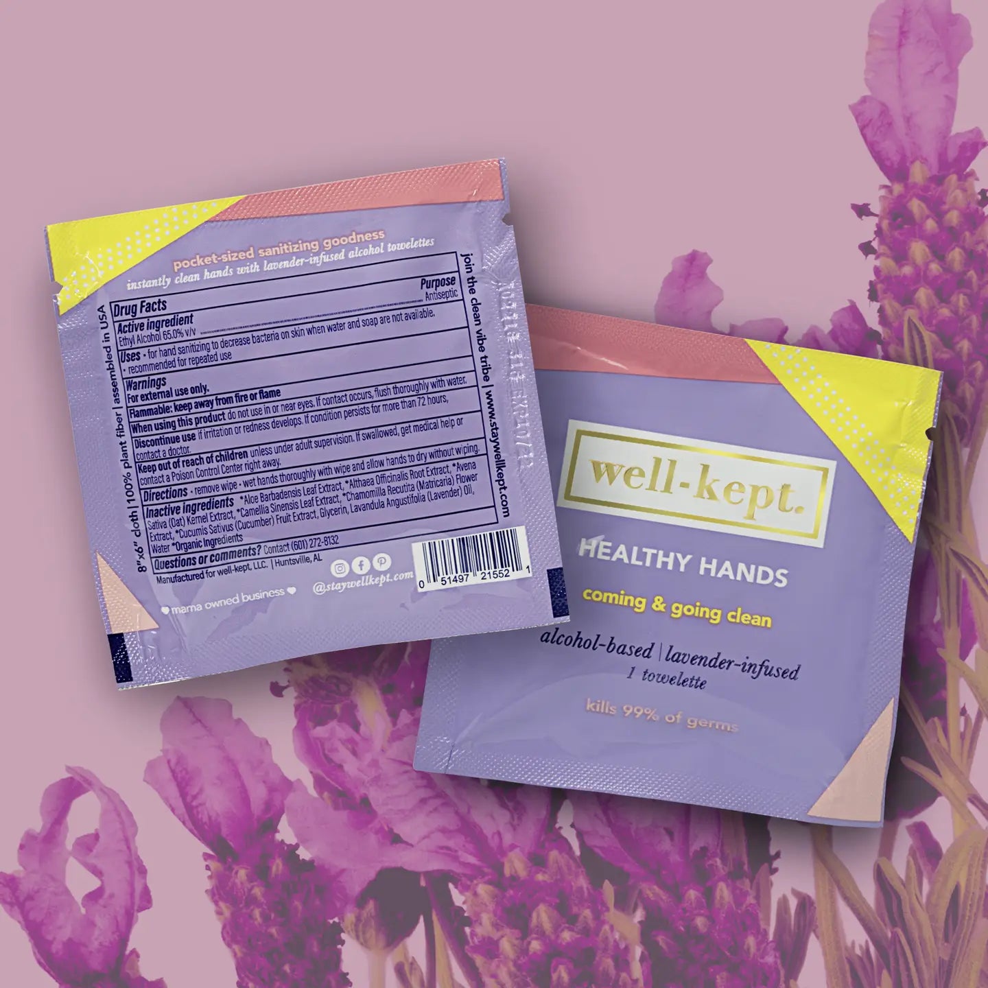 Lavender Pouch Hand Wipes
