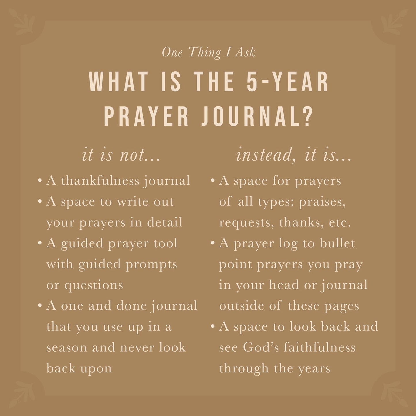 One Thing I Ask 5 Year Prayer Journal