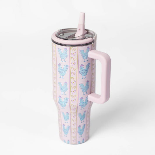 Pink Chicken & Bows 40oz Water Tank Insulated Spill Tumbler