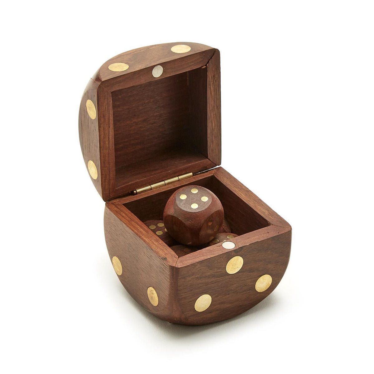 Acacia Wood Dice Box Set | Wooden Dice Game with Storage Box