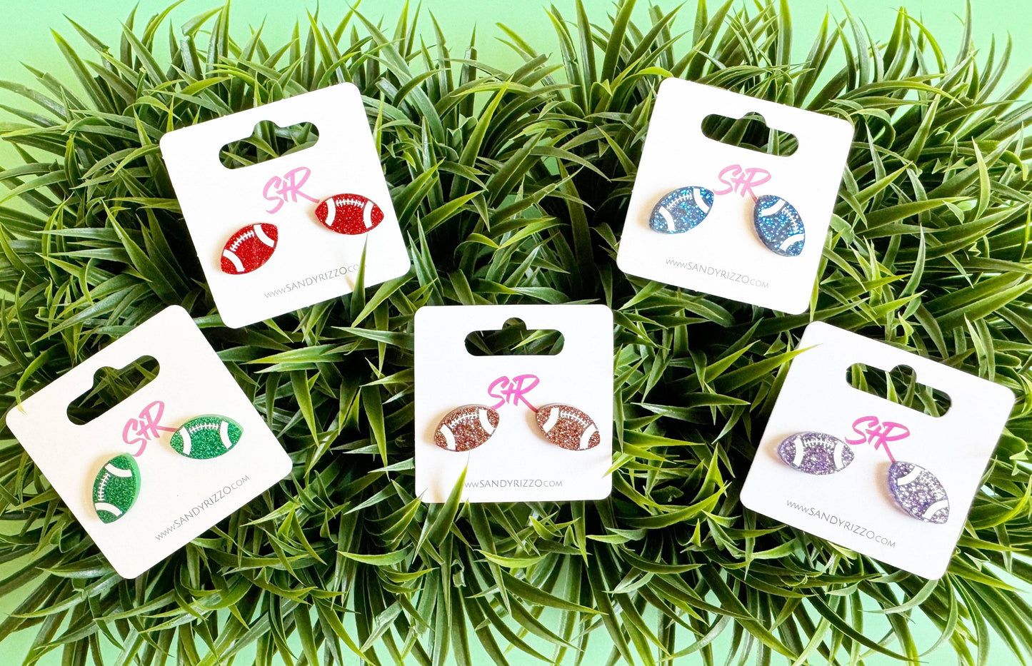 Lavender Glitter Acrylic Football Studs