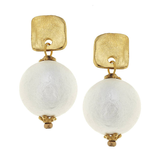 Gold Posts with Cotton Pearl Earrings – Susan Shaw