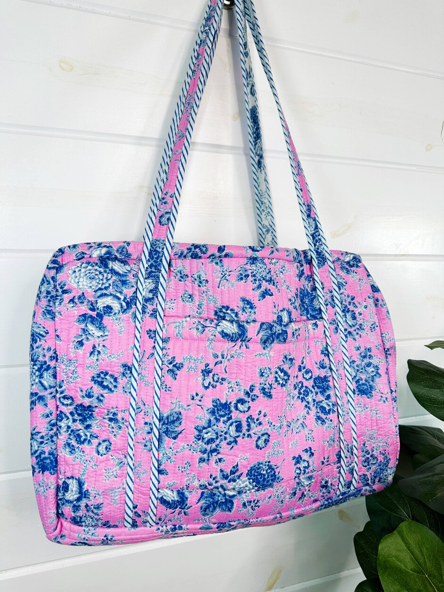 Quilted Duffle Bag | Cottage Floral Weekender Overnight Bag