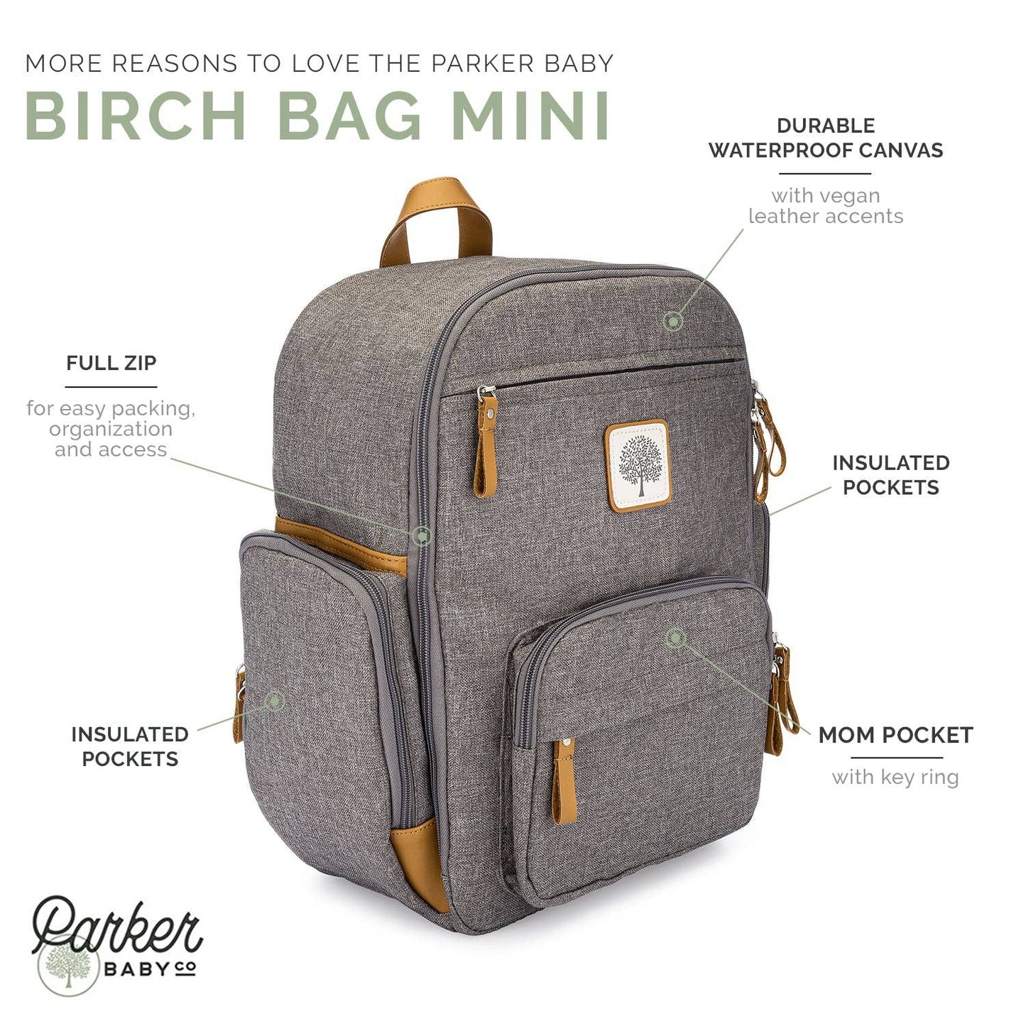 Birch Bag Mini - Diaper Backpack in Gray