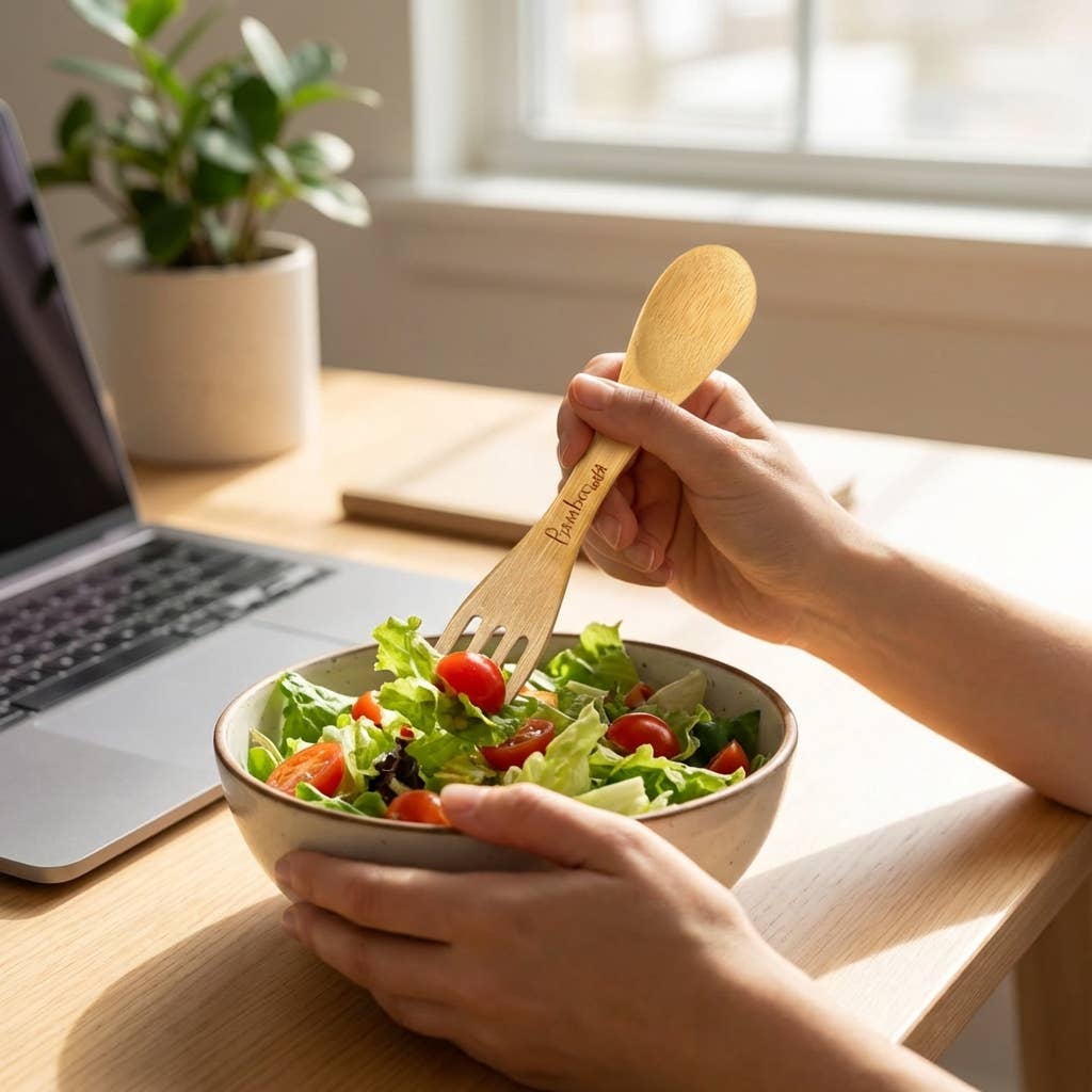 Large Bamboo Spork Utensil