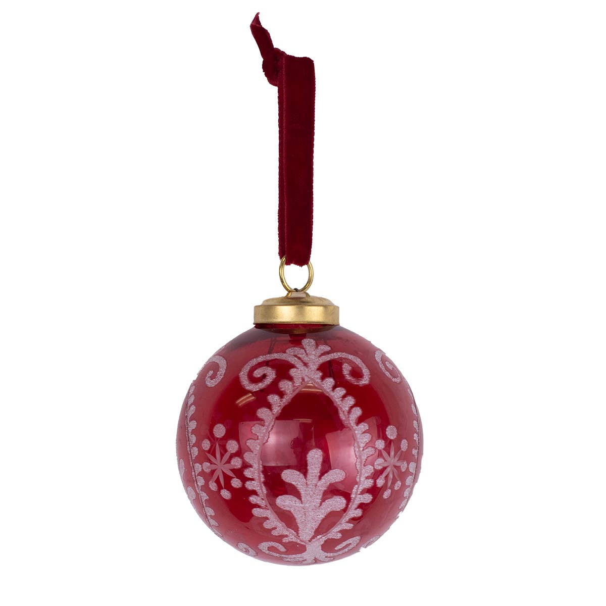 Frascati Glass Ornament   Red/White   3"