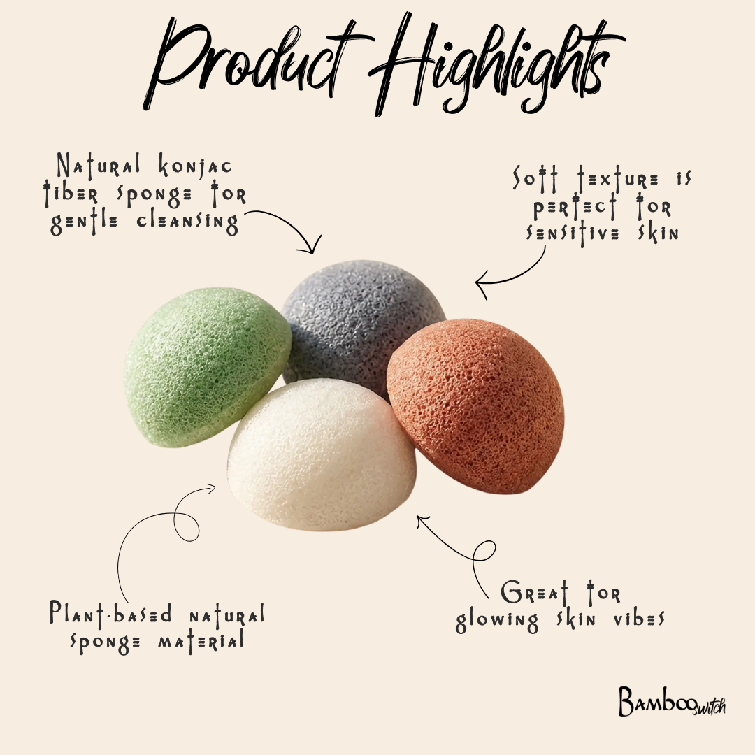 Charcoal Konjac Facial Cleansing Sponge