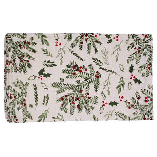 Holiday Foliage Runner   Cream/Green   13x90