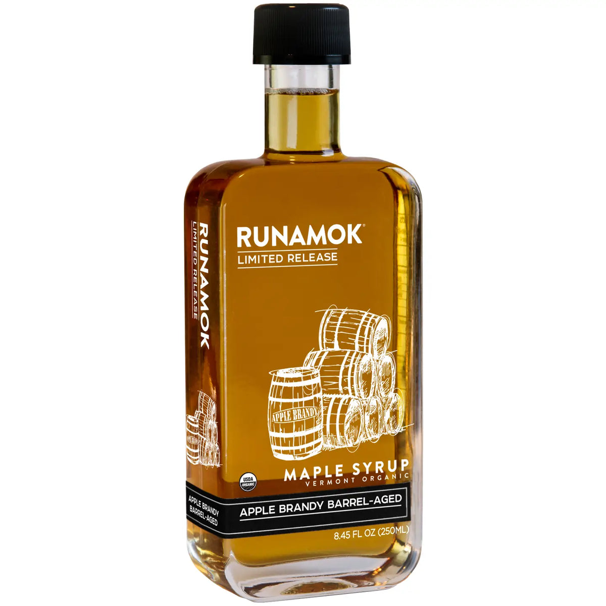Runamok Apple Brandy Barrel-Aged Organic Maple Syrup 8.45 oz bottle