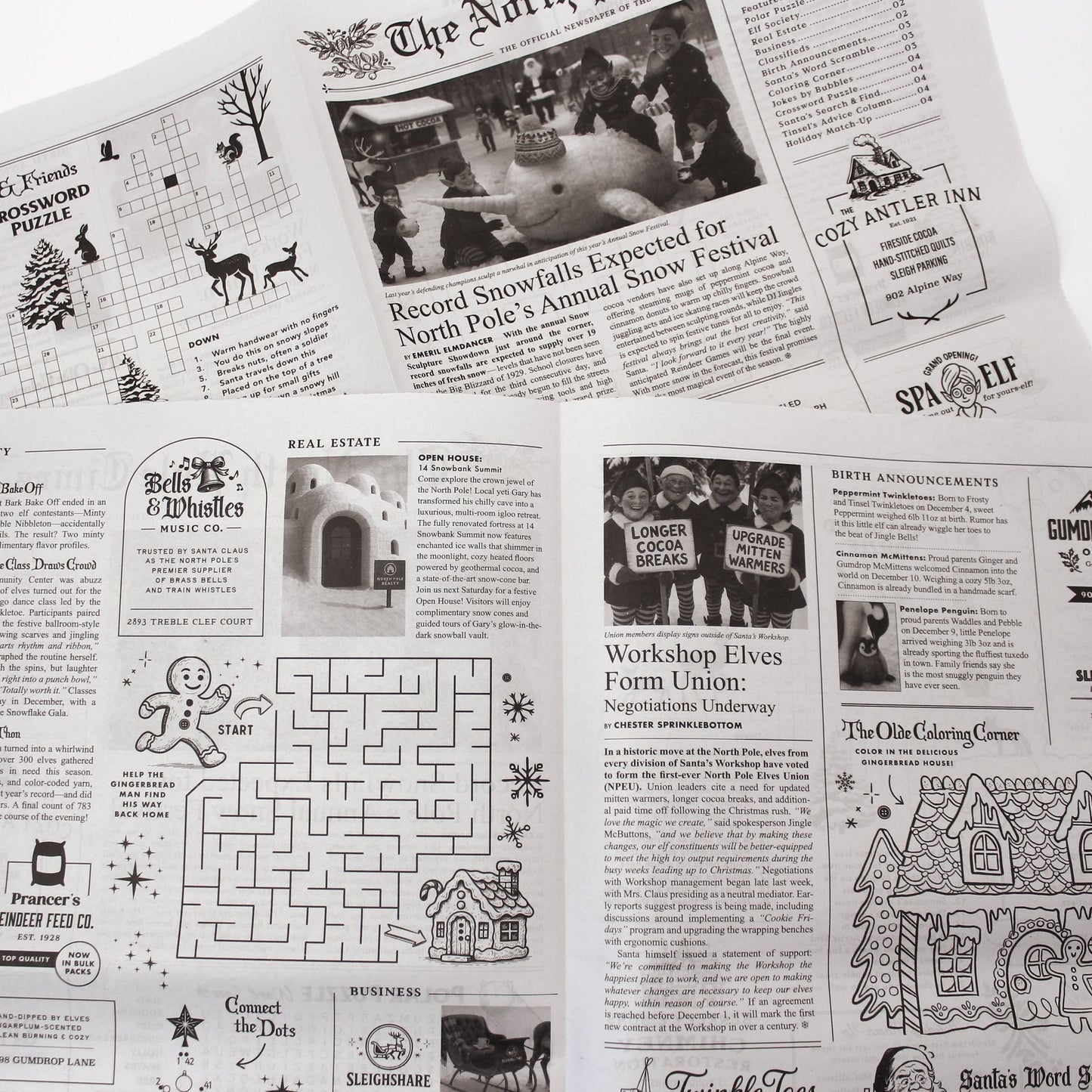 4pk North Pole Times Edition 2 - Newspaper and Gift Wrap