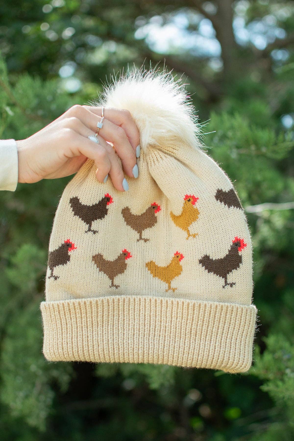 Chicken Knit Pom Beanie