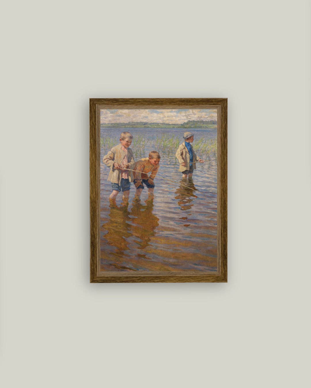 Mid-Day Fishing Framed Antique Art: 5x7