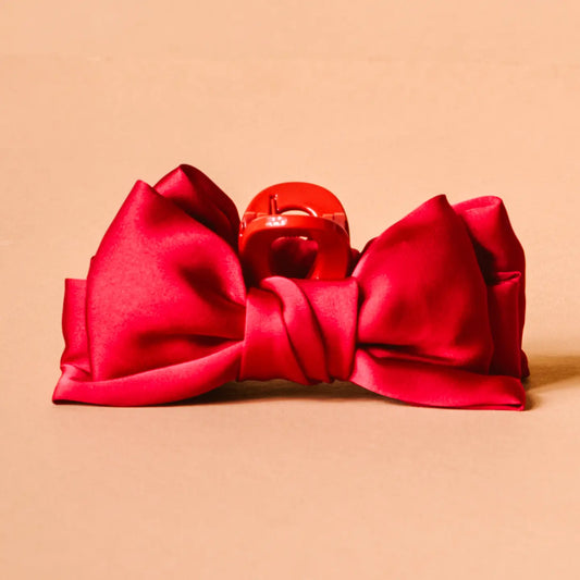 Red Mini Satin Bow Claw Clip